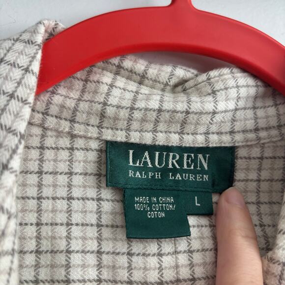 Lauren Ralph Lauren Women’s Cotton Flannel Plaid Checkered Button Up Shirt L - Picture 5 of 11